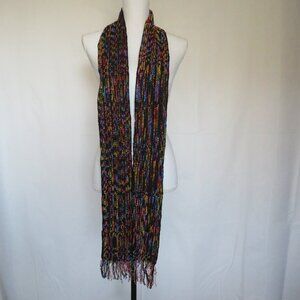 Handwoven by Mary Jane Roddy Multicolored Women’s Long Scarf With Fringe